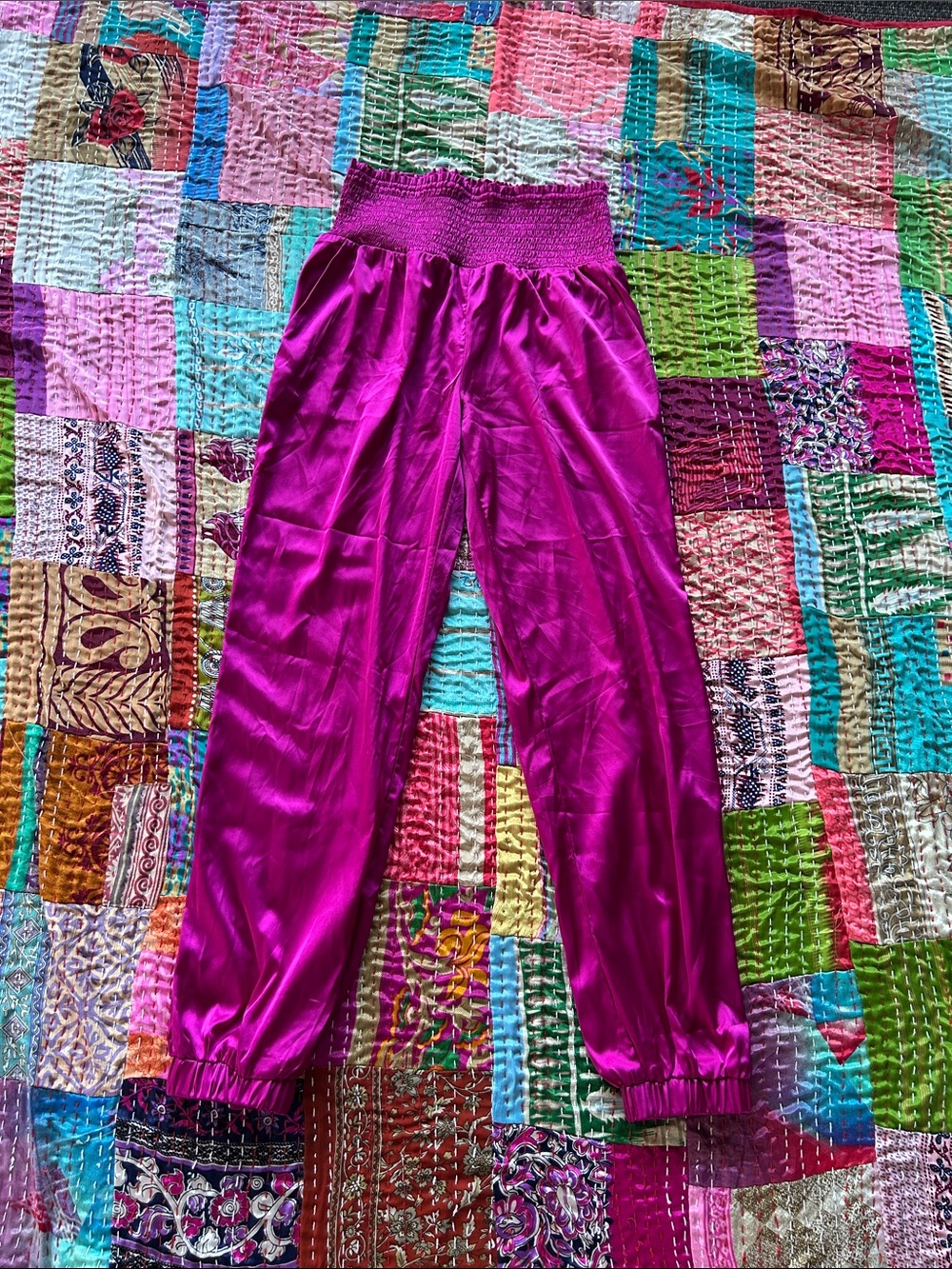 TCEC Fuchsia Smocked Waist Jogger Pants